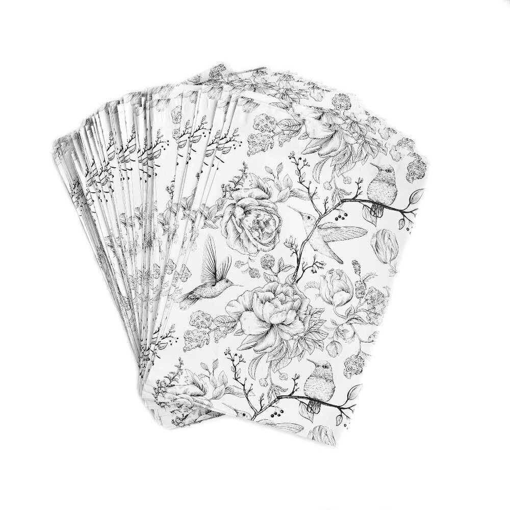 Pack of 100 polymailers 10x13 in vintage birds plastic bag shipping packaging